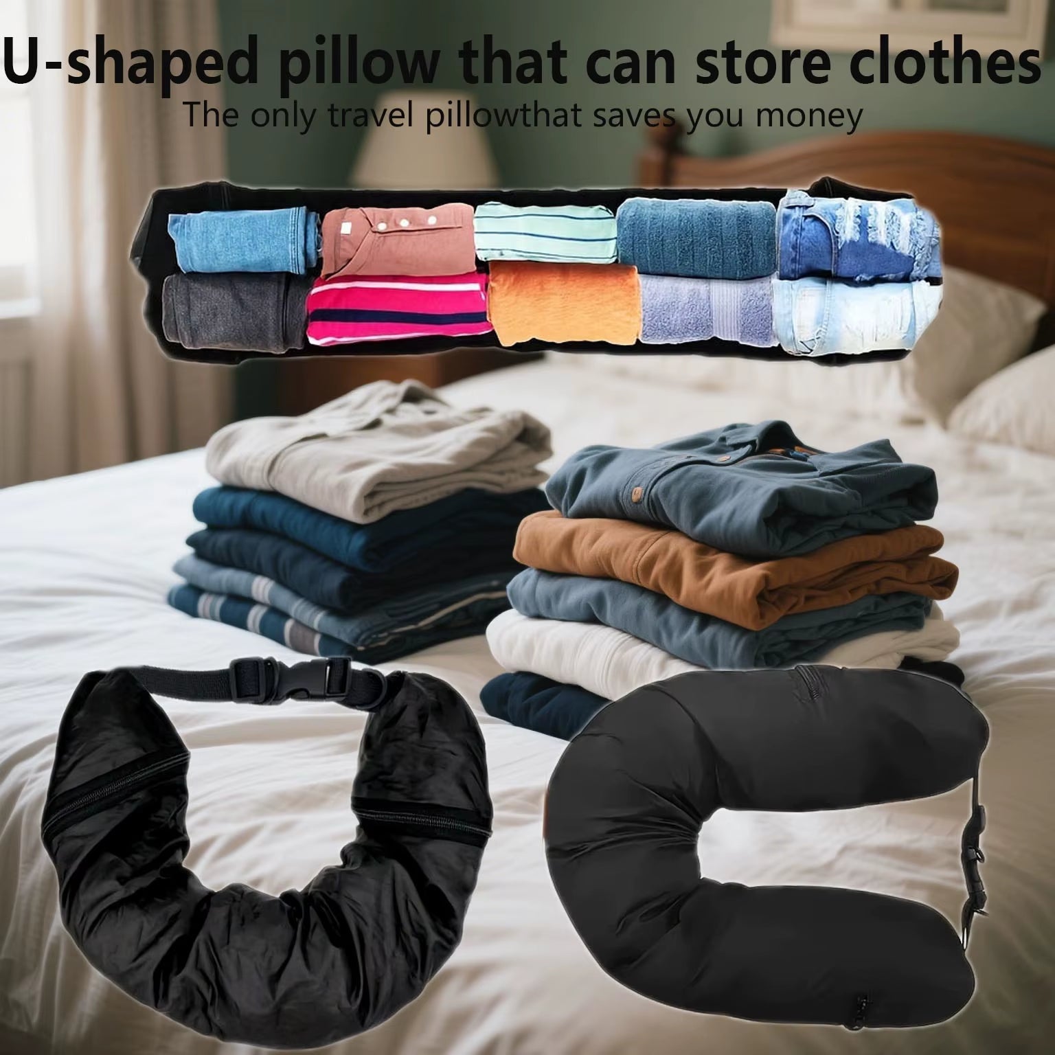 Travel Neck Pillow, Portable Travel Essentials, Lightweight Versatile Luggage Carry on Travel Accessories