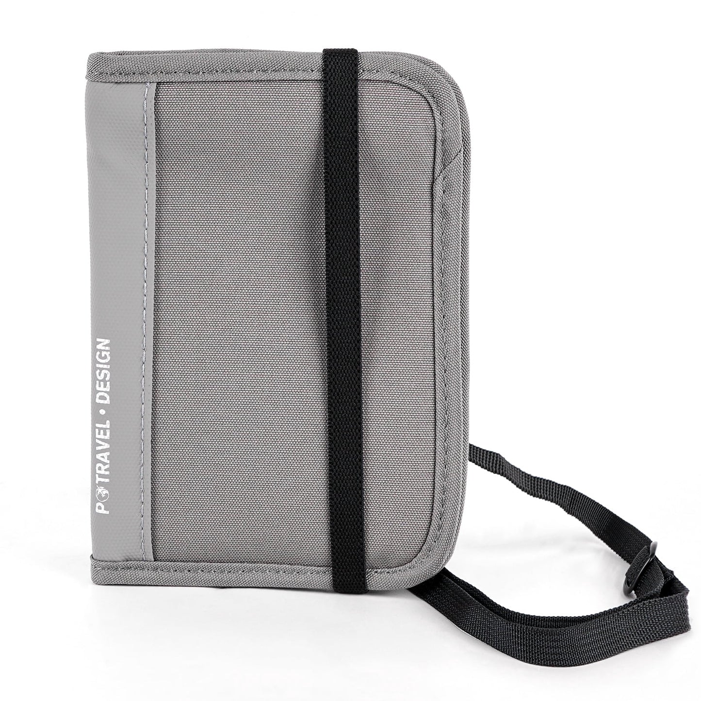 Travel Passport Holder for Neck with RFID Blocking, Pouch Wallet for Men Women, Slim Hidden Passport Wallet for Cash, Credit Cards (Gray)