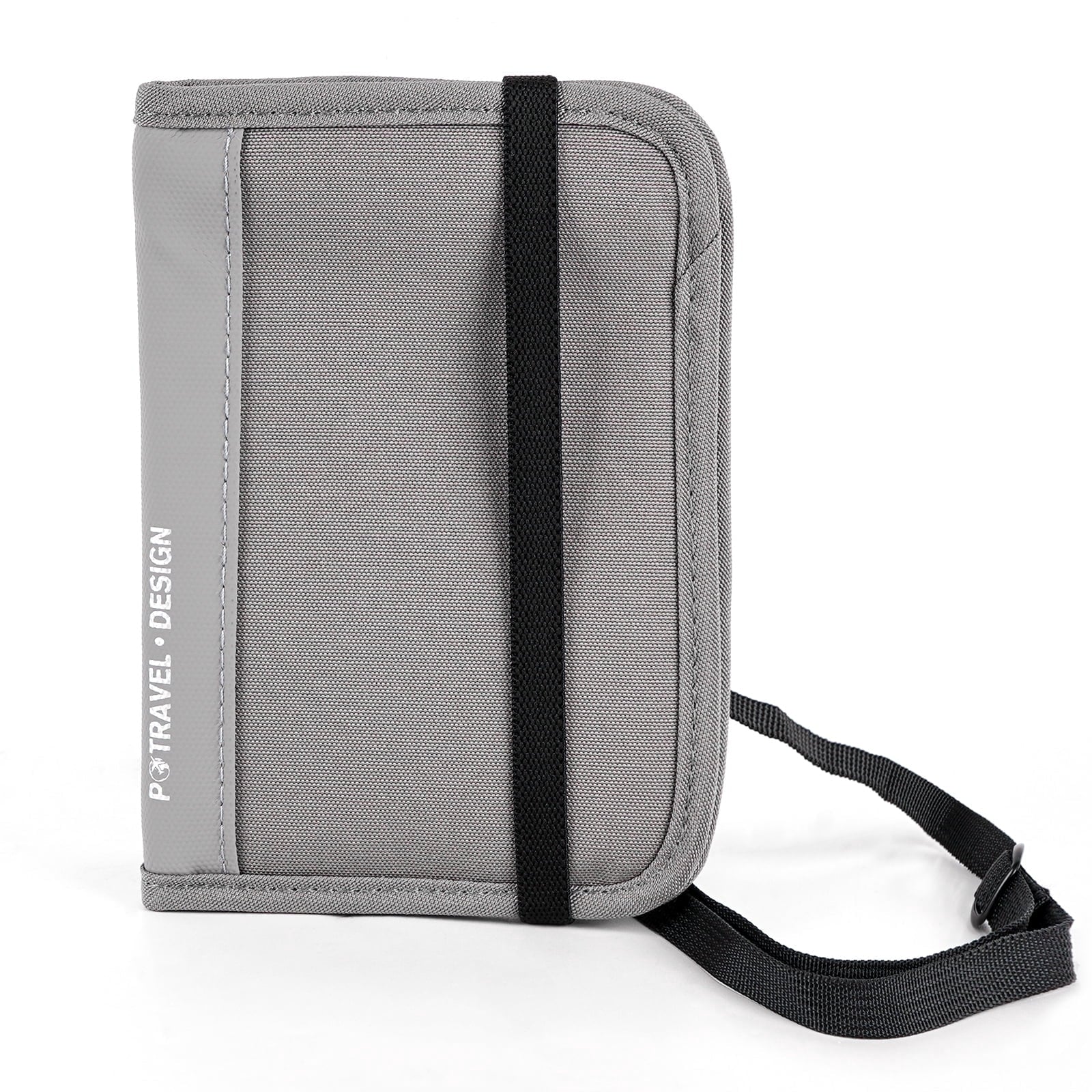 Travel Passport Holder for Neck with RFID Blocking, Pouch Wallet for Men Women, Slim Hidden Passport Wallet for Cash, Credit Cards (Gray)