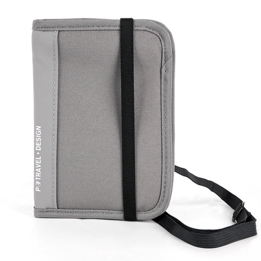 Travel Passport Holder for Neck with RFID Blocking, Pouch Wallet for Men Women, Slim Hidden Passport Wallet for Cash, Credit Cards (Gray)