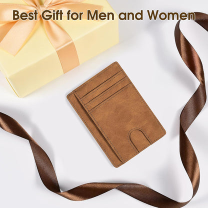Slim Minimalist Wallet for Men,Front Pocket Wallet RFID Blocking Small Thin Credit Card Holder,Id Card Case Gift for Men Brown