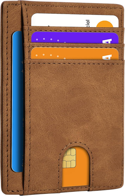 Slim Minimalist Wallet for Men,Front Pocket Wallet RFID Blocking Small Thin Credit Card Holder,Id Card Case Gift for Men Brown