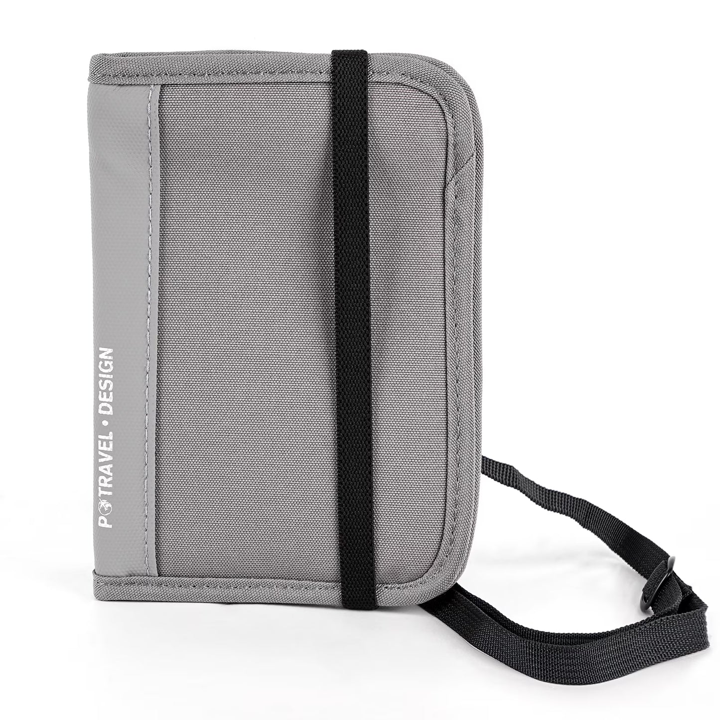 Travel Passport Holder for Neck with RFID Blocking, Pouch Wallet for Men Women, Slim Hidden Passport Wallet for Cash, Credit Cards (Gray)