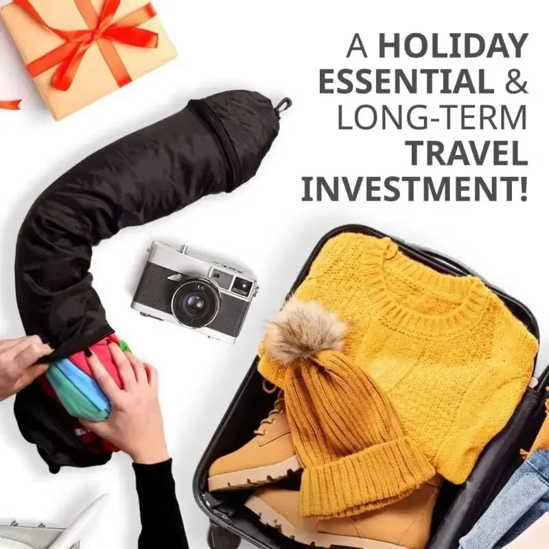 Fillable Travel Pillowcase Organizer Bag Carryable Travel Bag Airplane Cushion Travel Neck Pillow Self-Filling Travel