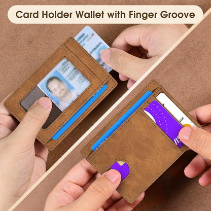 Slim Minimalist Wallet for Men,Front Pocket Wallet RFID Blocking Small Thin Credit Card Holder,Id Card Case Gift for Men Brown