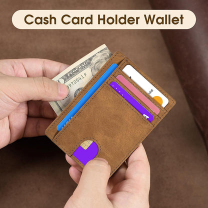 Slim Minimalist Wallet for Men,Front Pocket Wallet RFID Blocking Small Thin Credit Card Holder,Id Card Case Gift for Men Brown